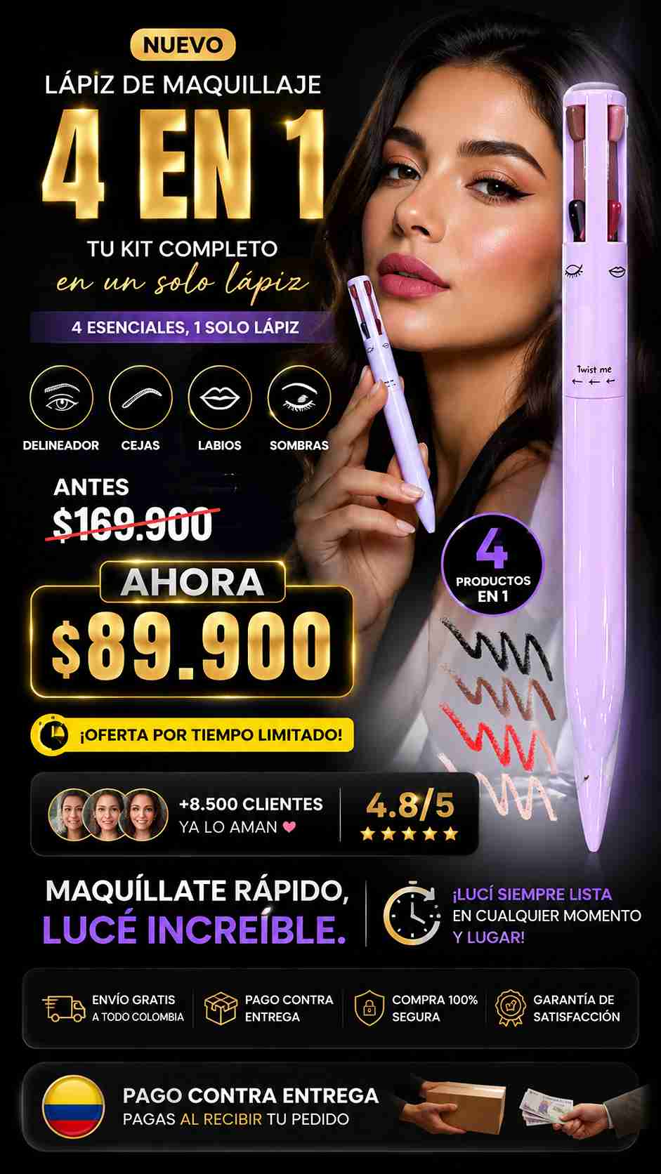 Lapiz De Maquillaje 4 En 1