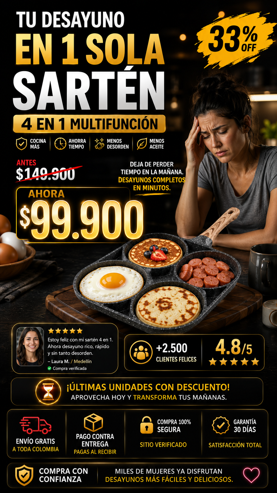 Sartén Antiadherente 4 Puestos