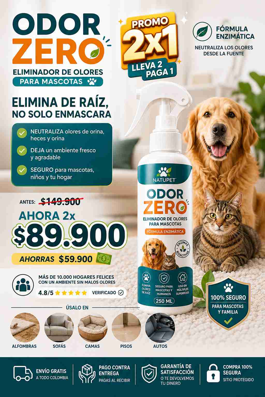 PROMOCION 2X1 - Eliminador De Olores Para Mascotas