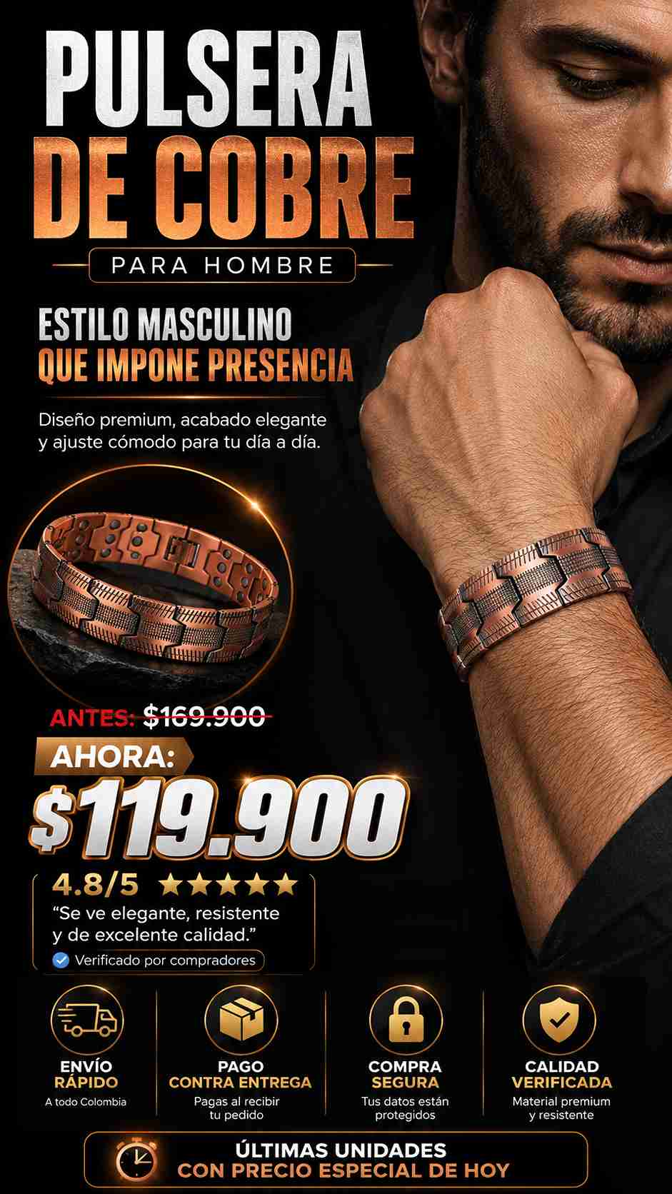 Pulsera de cobre para hombre