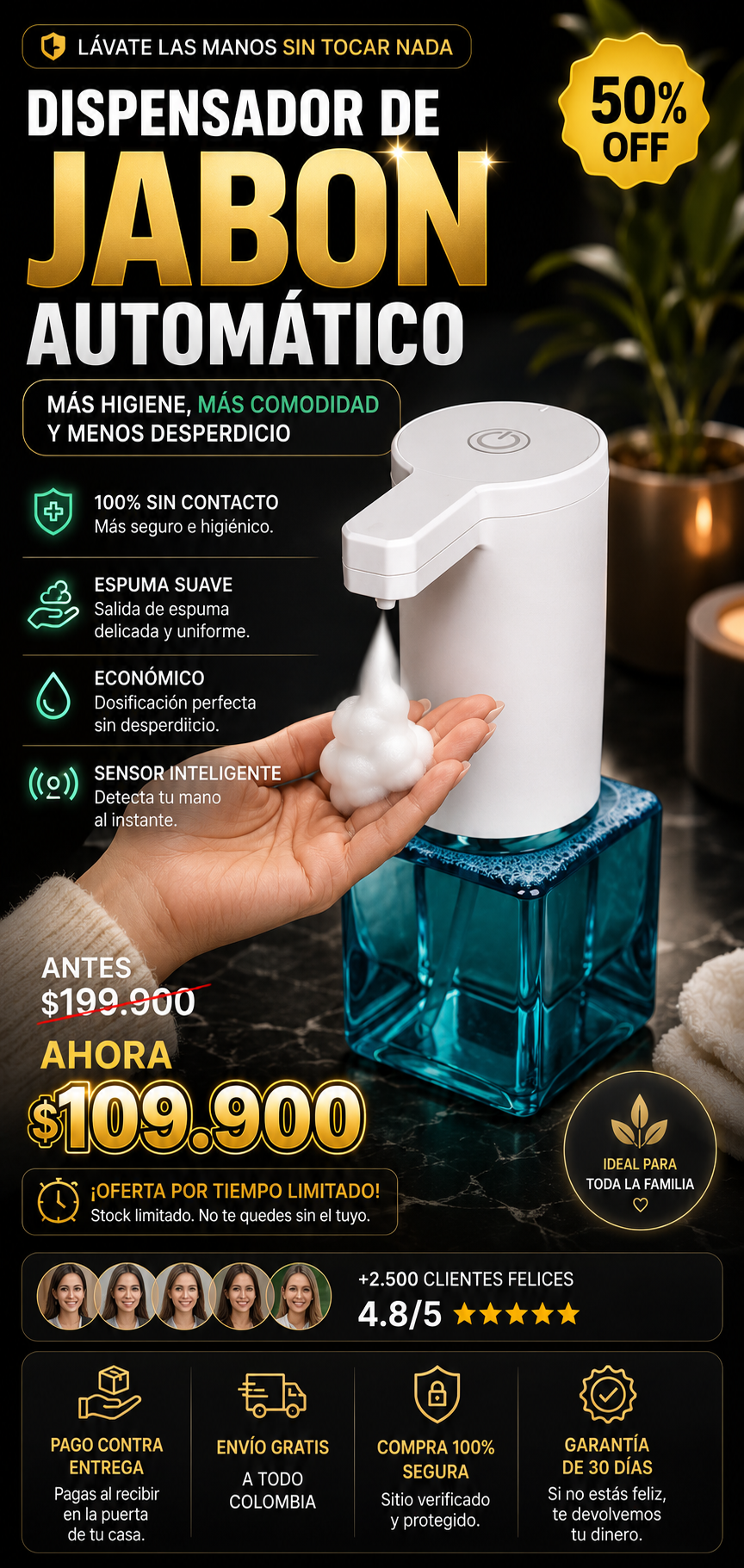 DISPENSADOR DE JABON AUTOMATICO SENSOR