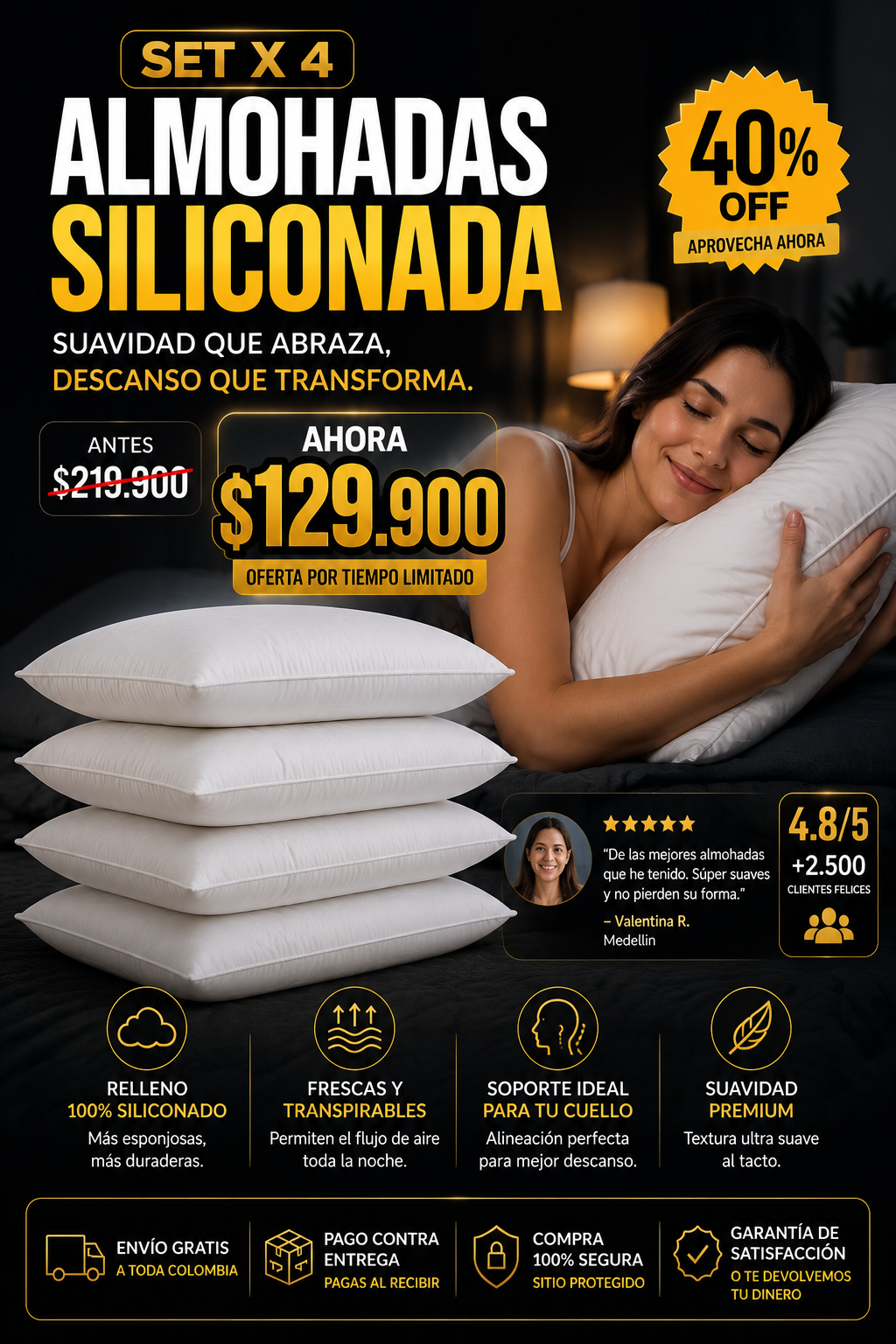 Almohada Siliconada pack x 4