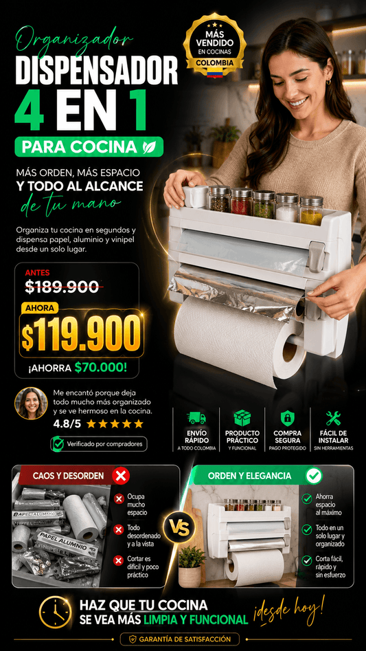 DISPENSADOR DE ROLLOS  DE COCINA BLANCO