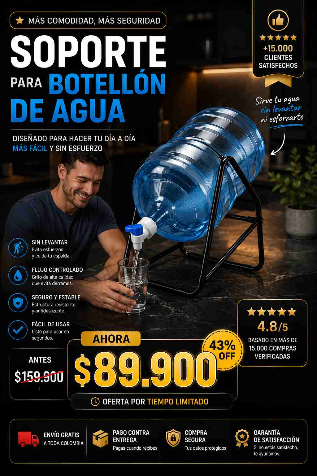 SOPORTE PARA BOTELLON DE AGUA + VALVULA